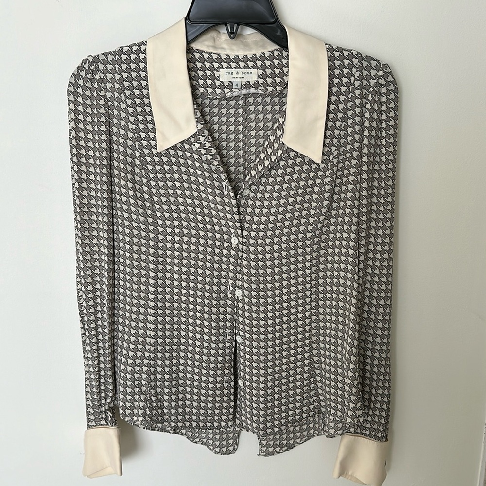 Rag & Bone Silk Houndstooth Shirt